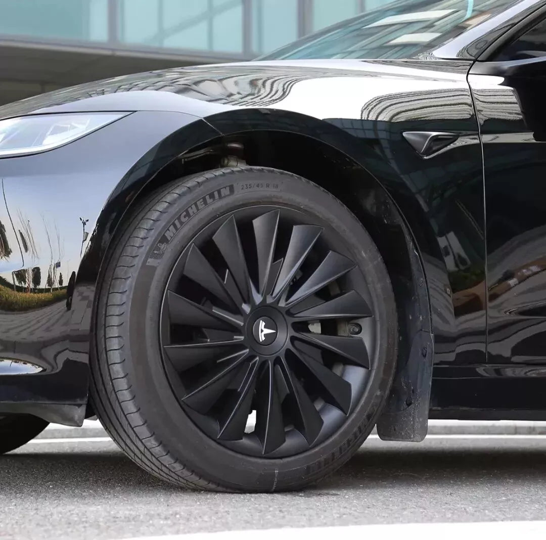 Tesla Model Y MONSOON Tesla Model Y 4 x 19" Wheel Covers Cover Hub Cap T Logo 19 Inch. Matt Black