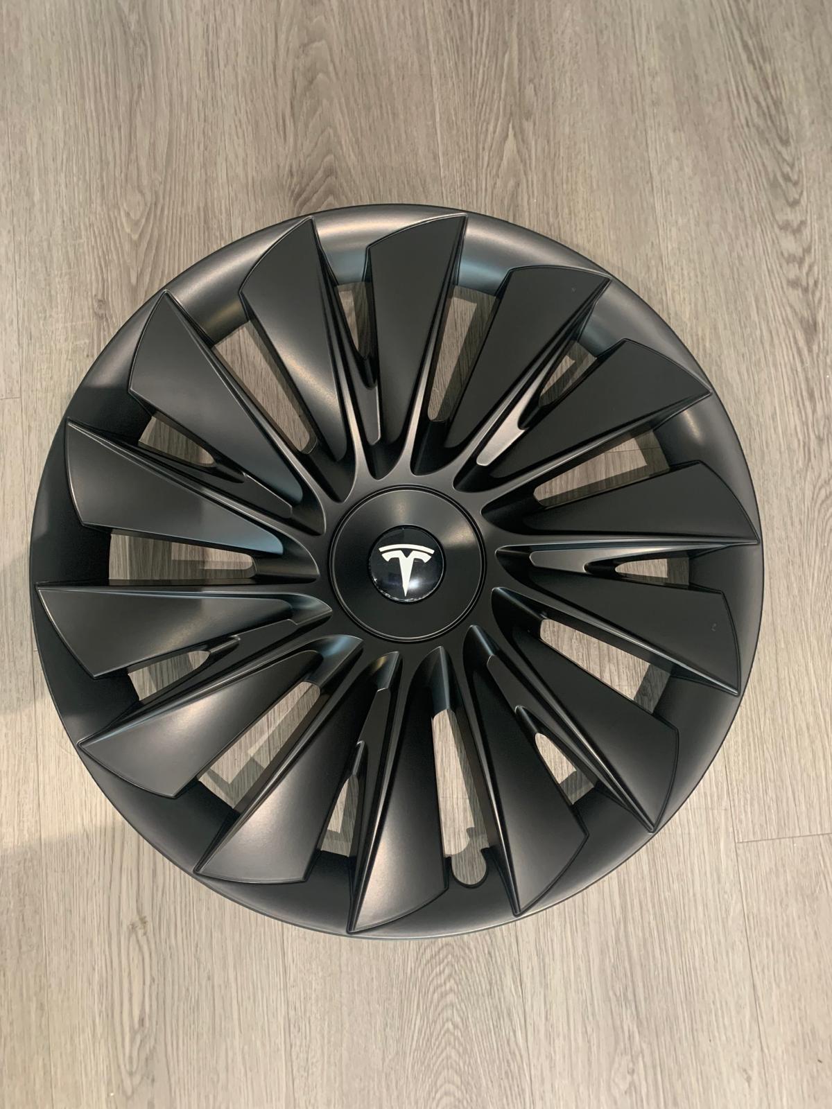Tesla Model Y MONSOON Tesla Model Y 4 x 19" Wheel Covers Cover Hub Cap T Logo 19 Inch. Matt Black
