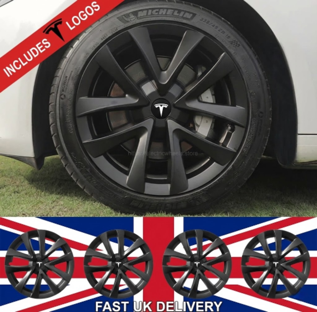 ARACHNID CLASSIC 18" Wheel Covers for Tesla Model 3 2019 - 2023 (Matt Black)