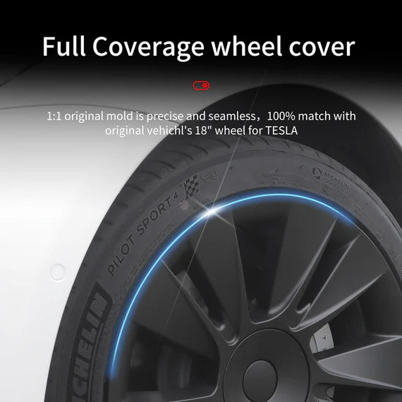 UK Stock, 2019 -2023 CLASSIC Tesla Model 3 4 x 18" Wheel Covers Cover Hub Cap T Logo