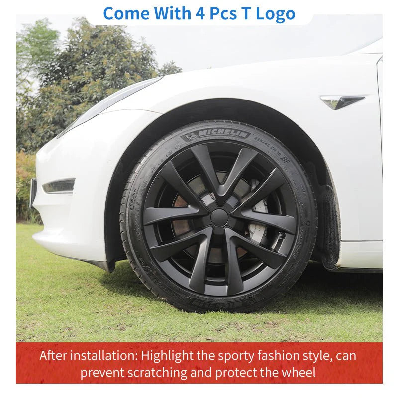 Tesla Model 3 2019 -2023 ARACHNID CLASSIC 4 x 18" Wheel Covers Cover Hub Cap T Logo