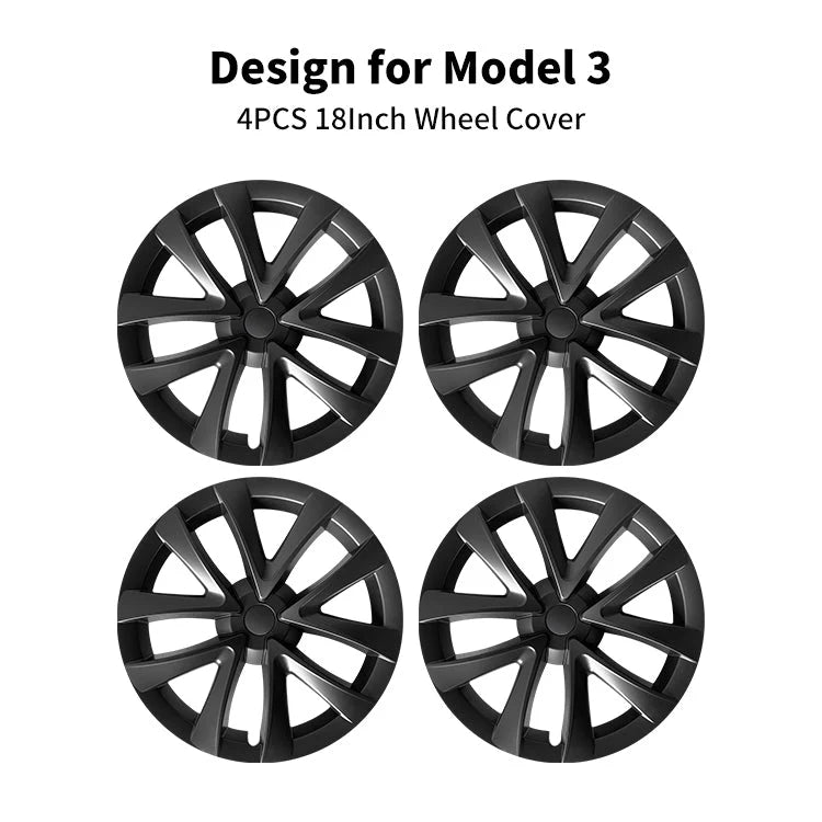 Tesla Model 3 2019 -2023 ARACHNID CLASSIC 4 x 18" Wheel Covers Cover Hub Cap T Logo