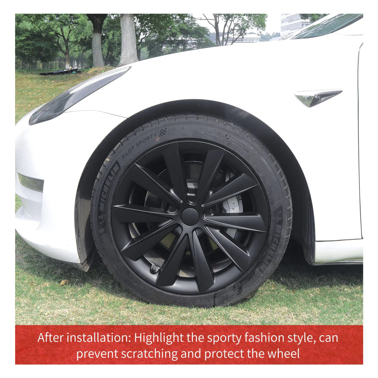 Tesla Model 3 2019 -2023 BLADE CLASSIC 4 x 18" Wheel Covers Cover Hub Cap T Logo
