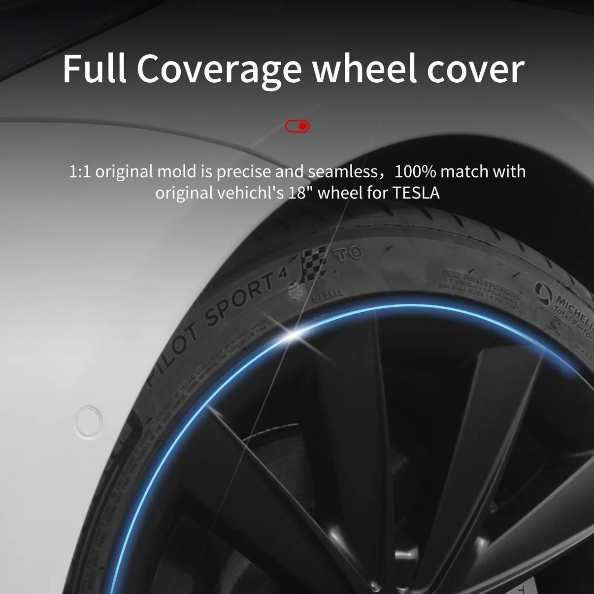 Tesla Model 3 2019 -2023 BLADE CLASSIC 4 x 18" Wheel Covers Cover Hub Cap T Logo