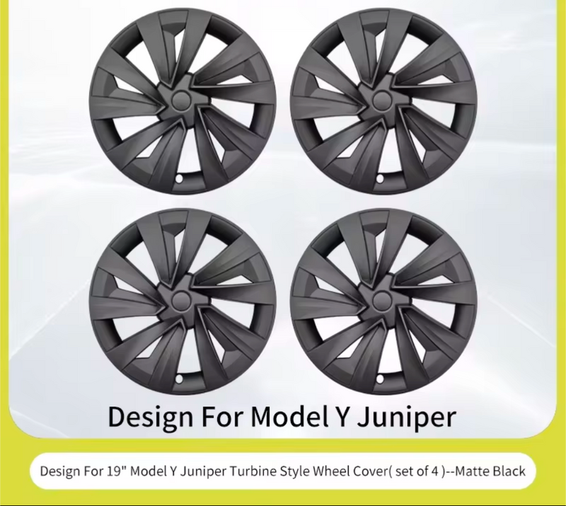 Tesla Model Y Juniper Wheel Covers fitted to a Tesla Model Y Juniper