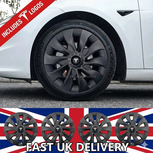 SAKURA CLASSIC 18" Wheel Covers for Tesla Model 3 2019 - 2023 (Matt Black)